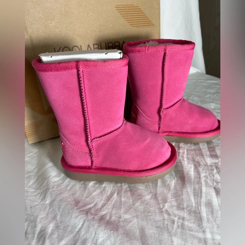 New Toddler size 5 Koolabura by‎ Ugg pink suede boots with fur lining